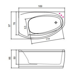 Vonia Balteco Eclipse 169x97 cm, su apdaila E16 (kairė)