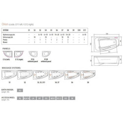 Vonia Balteco Orion 169x102 cm, su apdaila E16 (kairė)