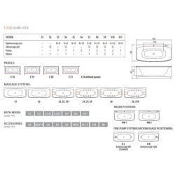 Vonia Balteco Loop 189x89 cm, su apdaila E18, be masažo