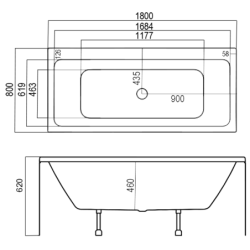 Vonia Kyma Laura 180x80x62 cm, su kojelėmis