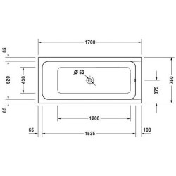 Vonia Duravit D-Code 170x75 cm, balta