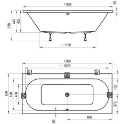 Vonia Ravak City 180x80 cm, balta