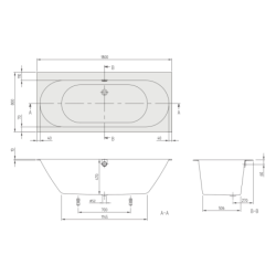 Stačiakampė vonia Villeroy Boch Oberon 2.0 180x80 cm, su sifonu