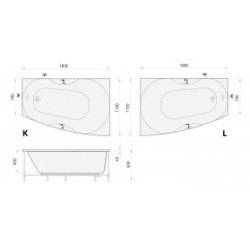 Vonia Paa Rigonda 180X110 cm, dešinė