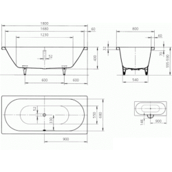 Vonia Kaldewei Classic Duo 180x80 cm, su perlo efektu