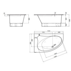 Vonia Vispool Trevi L, 150x95 cm, dešinė