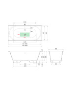 Vonia Paa Vario Grande 185x80 cm, laisvai statoma, su sifonu