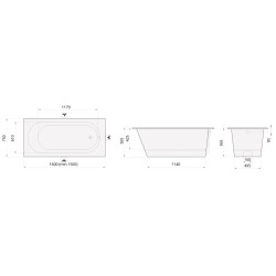 Vonia Paa Vario 150x75 cm, laisvai statoma
