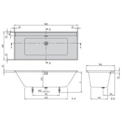 Vonia Villeroy Boch Collaro 180x80 cm, su sifonu