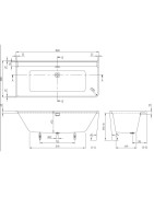 Vonia Villeroy Boch Collaro 180x80 cm, su panele, kairė