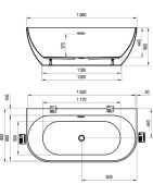 Vonia Ravak Freedom W 166x80 cm, laisvai statoma