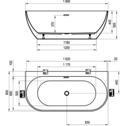 Vonia Ravak Freedom W 166x80 cm, laisvai statoma
