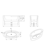 Vonia Paa Aria 174x84 cm, ovali, laisvai pastatoma, spalvota