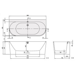 Stačiakampė vonia Villeroy Boch Oberon 2.0 180x80 cm, su sifonu