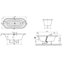 Vonia Villeroy Boch Cetus 175x75 cm, ovali