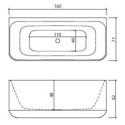 Akmens masės vonia Balteco Gamma, 159x71x64 cm
