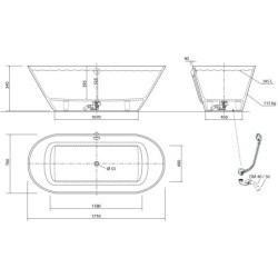 Vonia Vispool Ornea 3, 171x76 cm, su sifonu