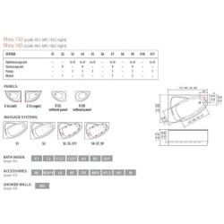 Vonia Balteco Rhea 160x100 cm, su apdaila E15, masažinė