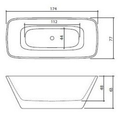 Akmens masės vonia Balteco Dune, 174x79x63 cm