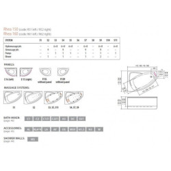 Vonia Balteco Rhea 169x118 cm, su apdaila E15, masažinė, DJ1