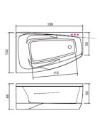 Vonia Balteco Orion 169x102 cm, su apdaila E15, masažinė