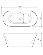 Poliruota akmens masės vonia Balteco Fiore, 157x72x61 cm