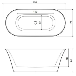 Poliruota akmens masės vonia Balteco Fiore, 157x72x61 cm