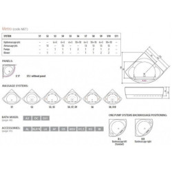 Vonia Balteco Metro 155x155 cm, su apdaila E17, masažinė