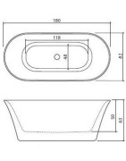 Akmens masės vonia Balteco Fiore, 180x82x63 cm