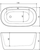 Akmens masės vonia Balteco Azur, 130x70x61 cm