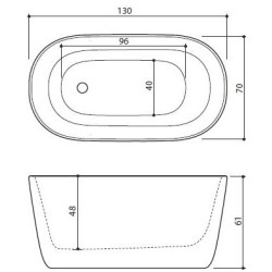Akmens masės vonia Balteco Azur, 130x70x61 cm