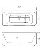 Akmens masės vonia Balteco Gamma, 159x71x64 cm, poliruota