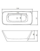 Akmens masės vonia Balteco Dune, 174x79x63 cm, poliruota