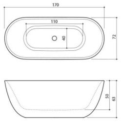 Akmens masės vonia Balteco Halo, 169x72x64 cm, dažytais šonais