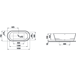 Vonia Laufen Pro 165x75 cm, laisvai statoma, ovali