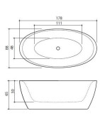 Akmens masės vonia Balteco Senzo 179x90 cm, poliruota