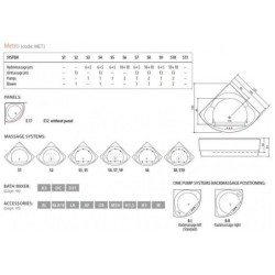 Vonia Balteco Metro 155x155 cm, su apdaila E17, masažinė, DJ1