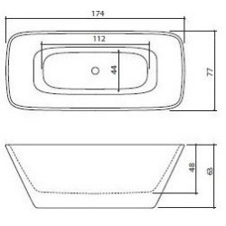 Akmens masės vonia Balteco Dune, 174x79x63 cm, su maišytuvais