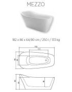 Akmens masės vonia Balteco Mezzo, 182x86 cm, poliruota