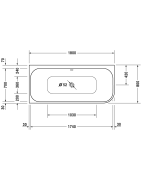 Vonia Duravit Happy D.2 180x80 cm, su panele ir kojomis, kairė