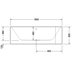 Vonia Duravit Happy D.2 180x80 cm, su panele ir kojomis, kairė