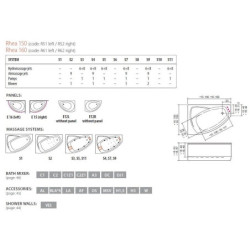 Vonia Balteco Rhea 169x118 cm, su apdaila E15, masažinė