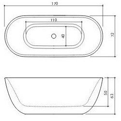 Akmens masės vonia Balteco Como, 170x75x63 cm, poliruota