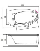 Vonia Balteco Eclipse 169x97 cm, su apdaila E16, masažinė