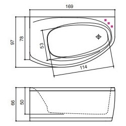 Vonia Balteco Eclipse 169x97 cm, su apdaila E16, masažinė