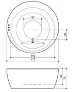 Vonia Balteco Madonna 173x75 cm, be apdailos E24, su masažu
