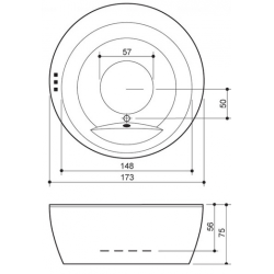 Vonia Balteco Madonna 173x75 cm, be apdailos E24, su masažu