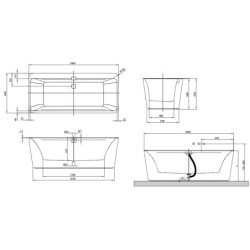 Vonia Villeroy Boch Squaro Edge 12, 180x80 cm, su panele