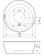 Vonia Balteco Madonna 173x75 cm, be apdailos E24, su masažu
