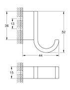 Kabliukas Grohe, 15x52x44 mm